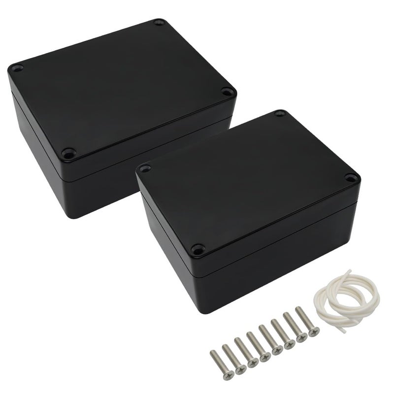 LeMotech ABS Plastic Electrical Project Case Power Junction Box, Project Box Black 4.5" x 3.5" x 2.2" (115 x 90 x 55 mm)(Pack of 2) - Image 1